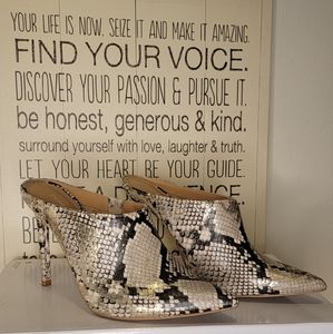 Pointed toe heeled mules